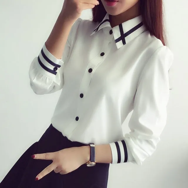 Elegant Bow Tie White Blouses