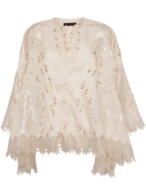 Embroidered & Beaded Flare Organza Jacket