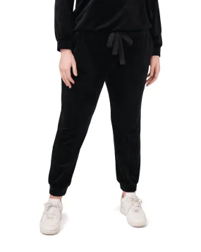 Evelyn Velour Drawstring Joggers | RICH BLACK