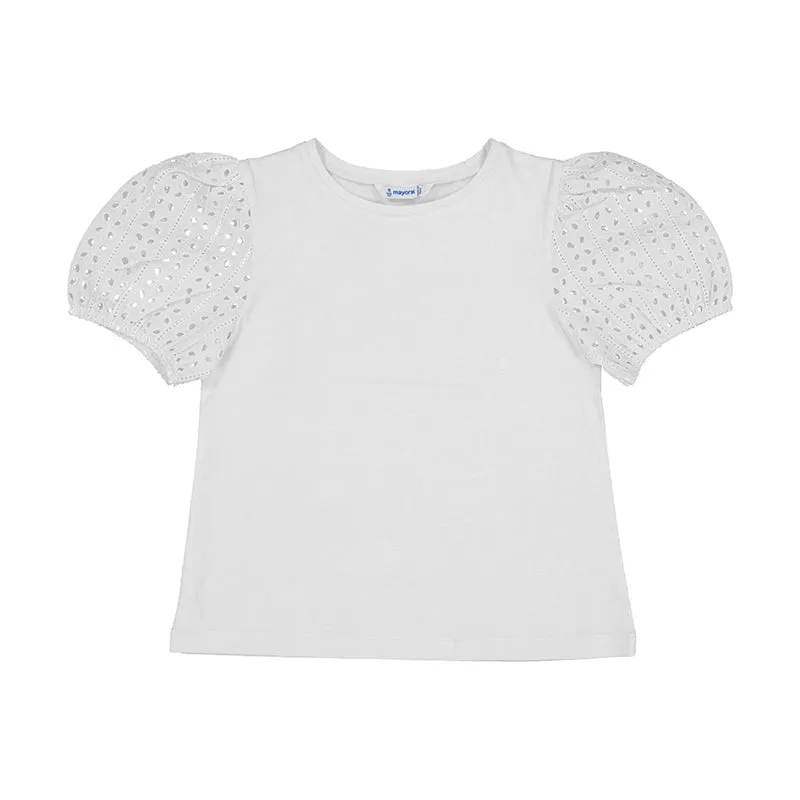 Eyelet Puff Sleeve Tee