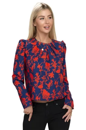 Floral Print  Puff Sleeve Blouse