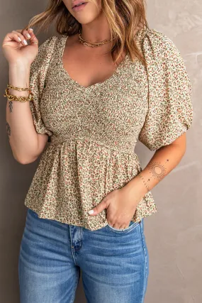 Floral Print Smocked Top