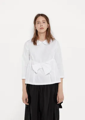 Front Bow Cotton Blouse