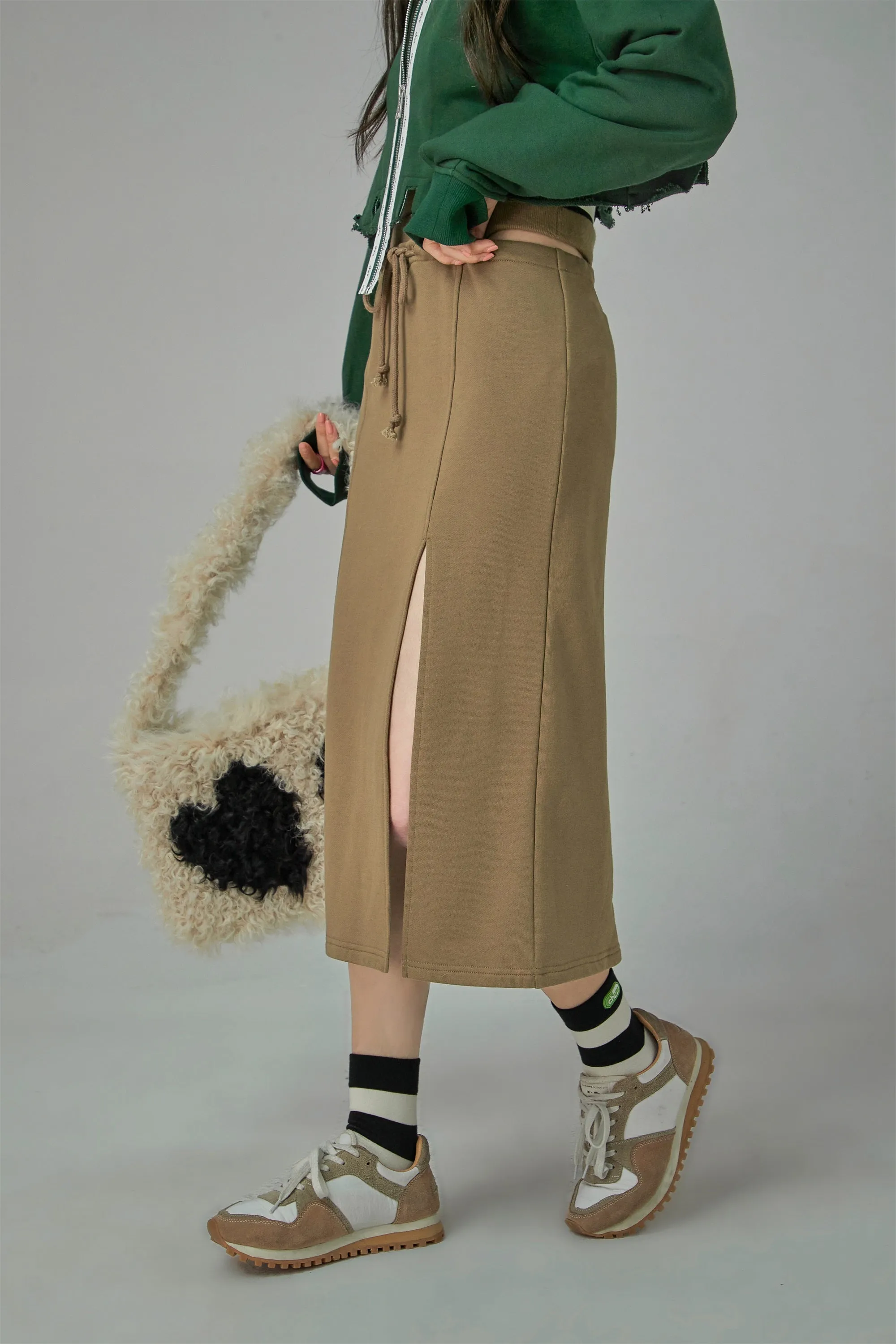 Front Slit Sport Midi Skirt