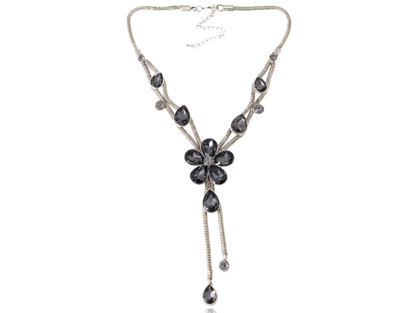 Gem Daisy Flower Floral Fancy Necklace