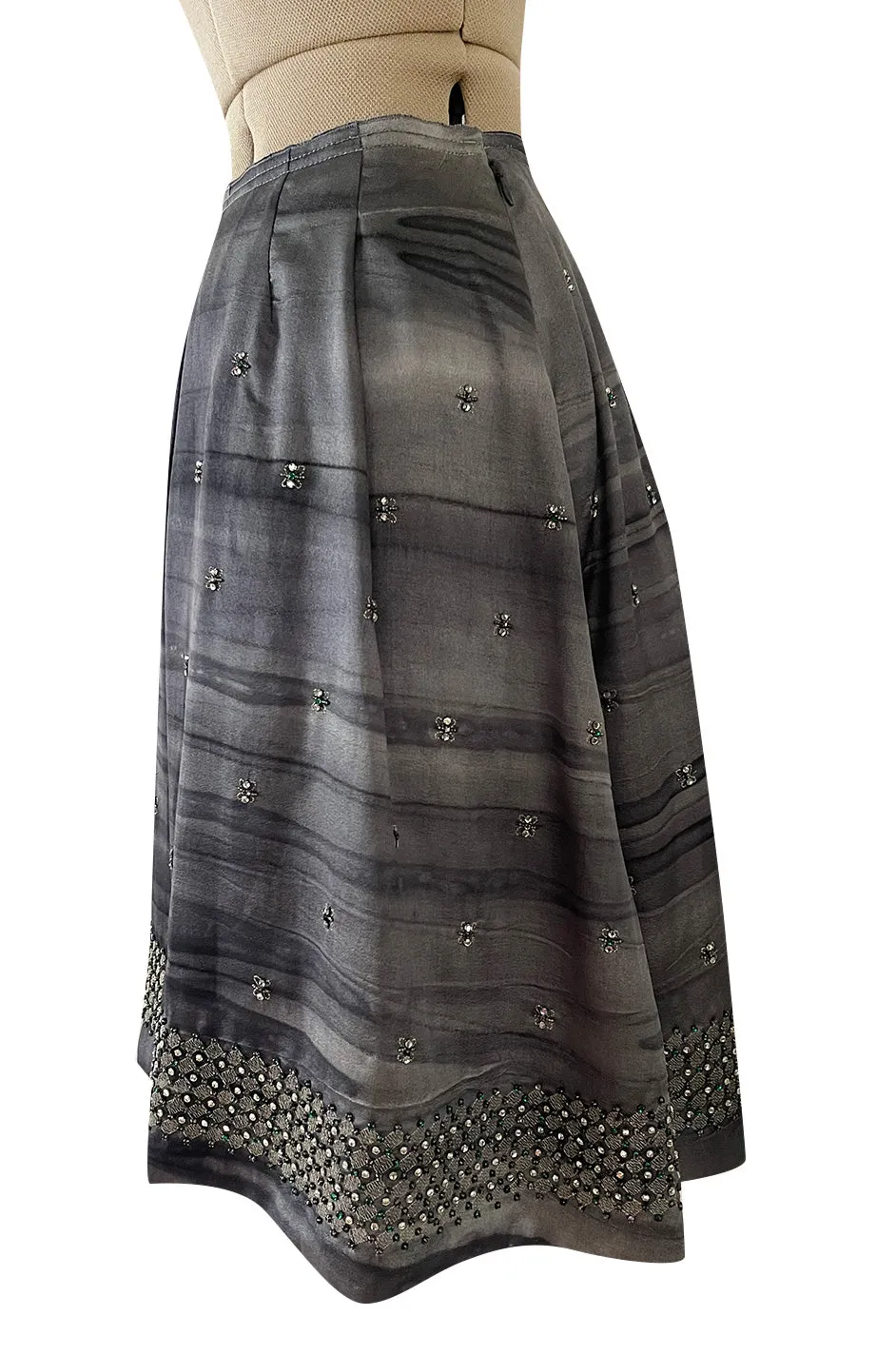 Highly Detailed Fall 2004 Prada Runway Look 14 Silver Thread & Crystals Silk Skirt