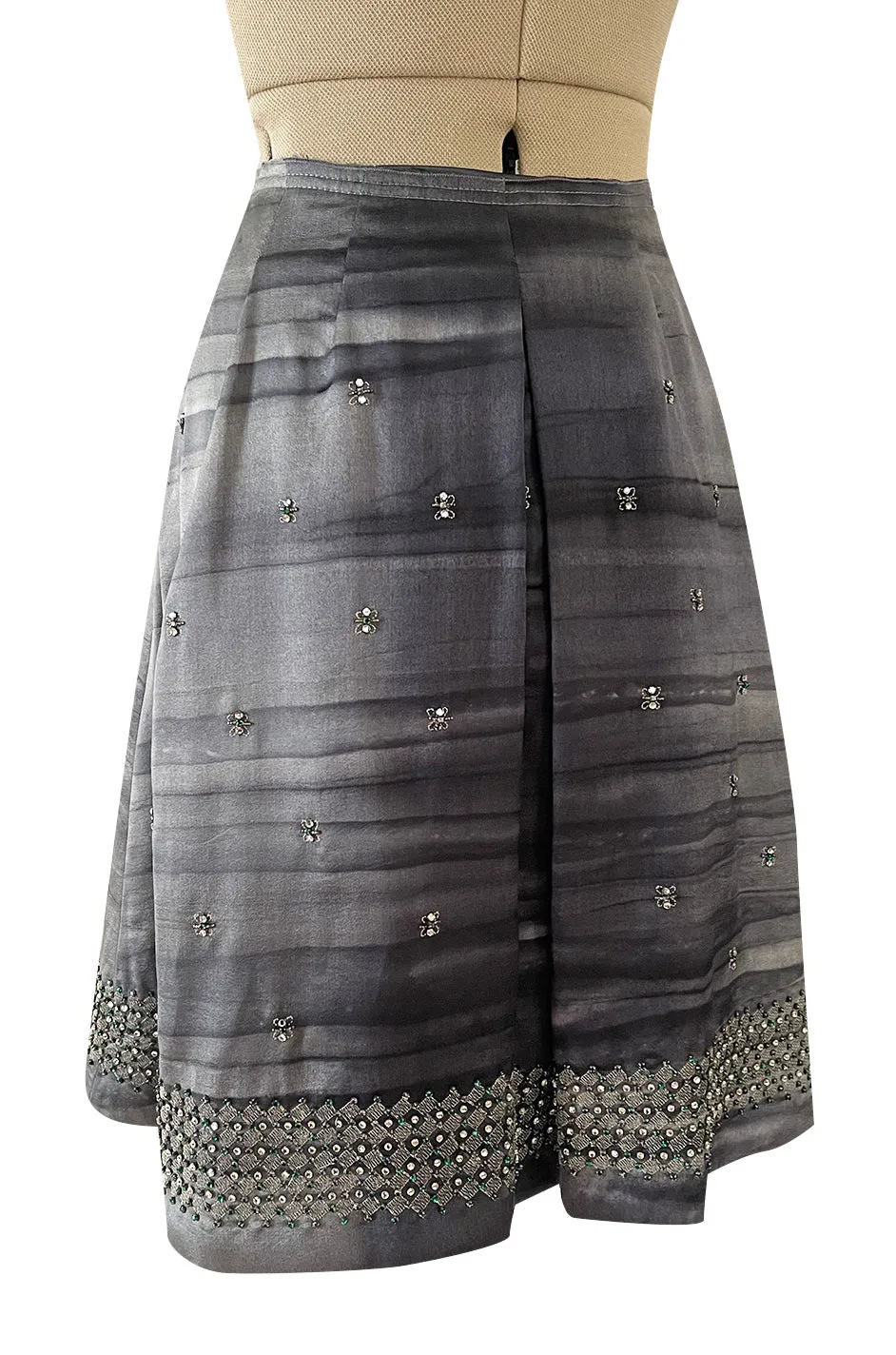 Highly Detailed Fall 2004 Prada Runway Look 14 Silver Thread & Crystals Silk Skirt