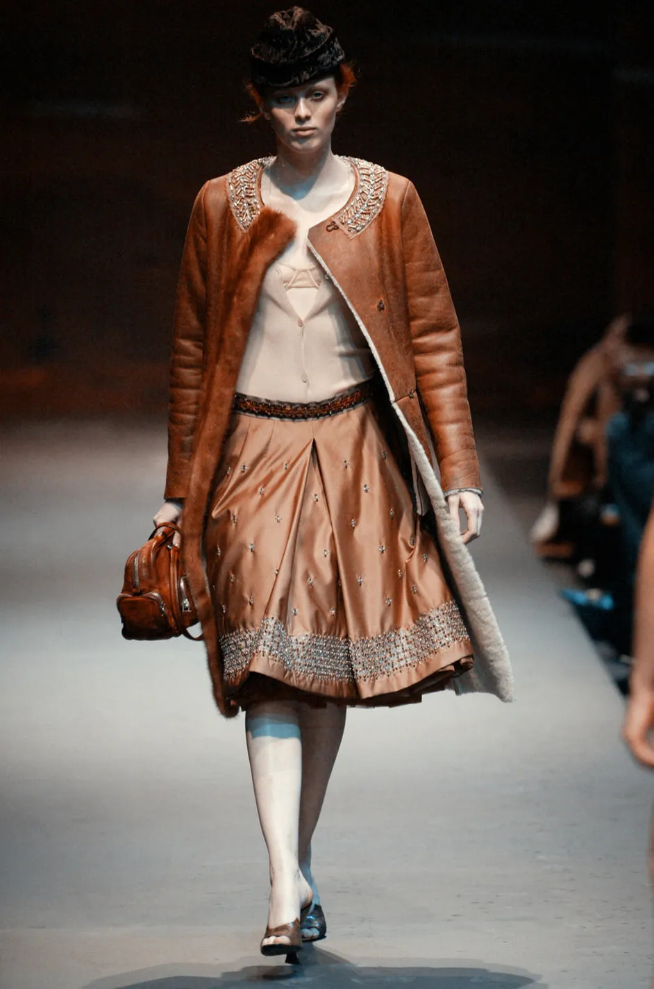 Highly Detailed Fall 2004 Prada Runway Look 14 Silver Thread & Crystals Silk Skirt