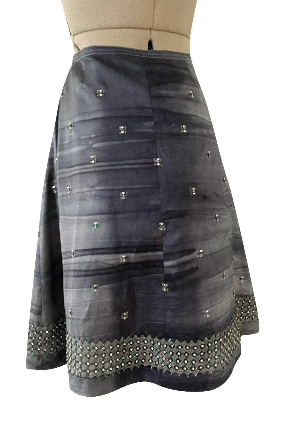 Highly Detailed Fall 2004 Prada Runway Look 14 Silver Thread & Crystals Silk Skirt