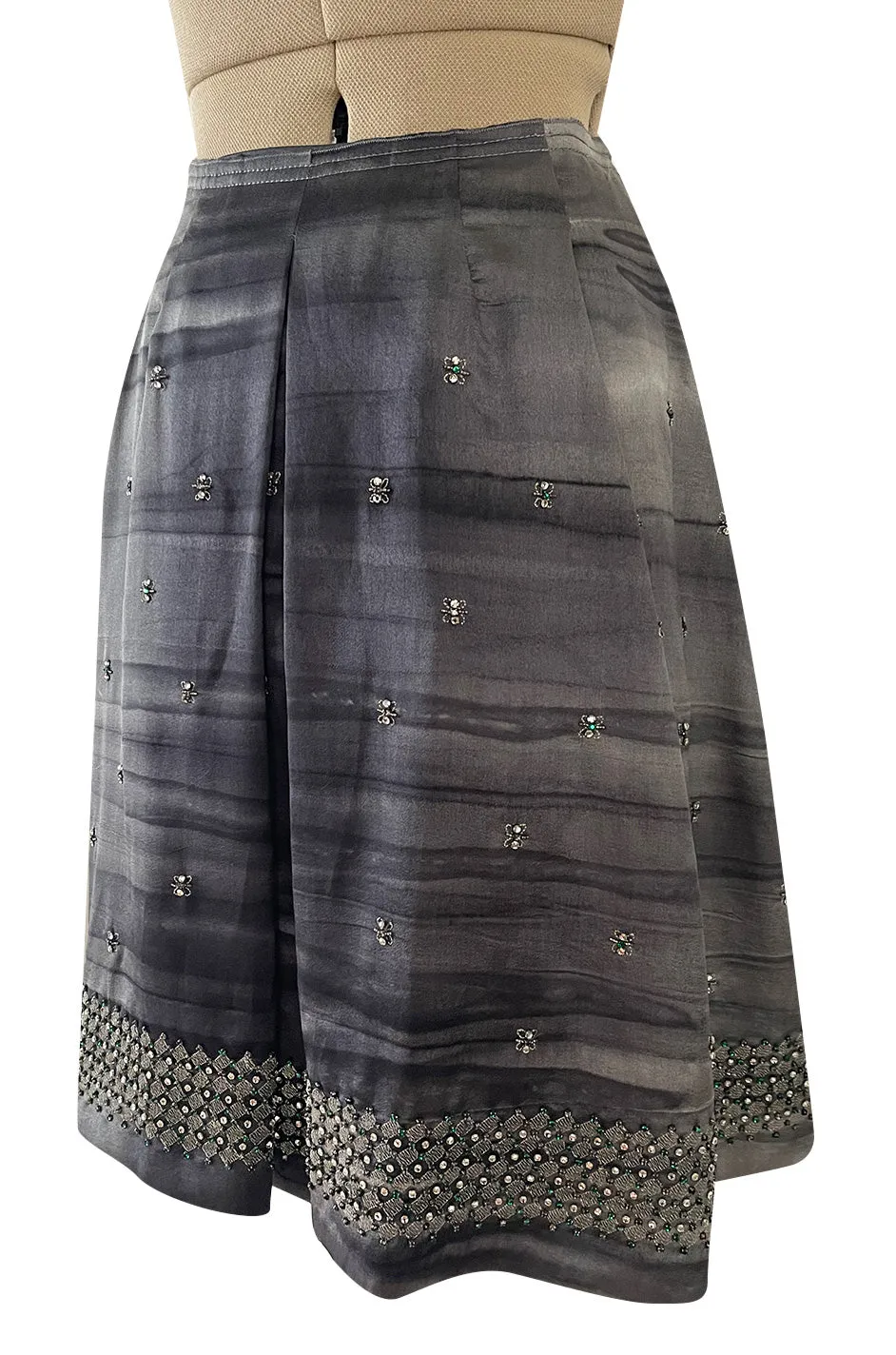 Highly Detailed Fall 2004 Prada Runway Look 14 Silver Thread & Crystals Silk Skirt