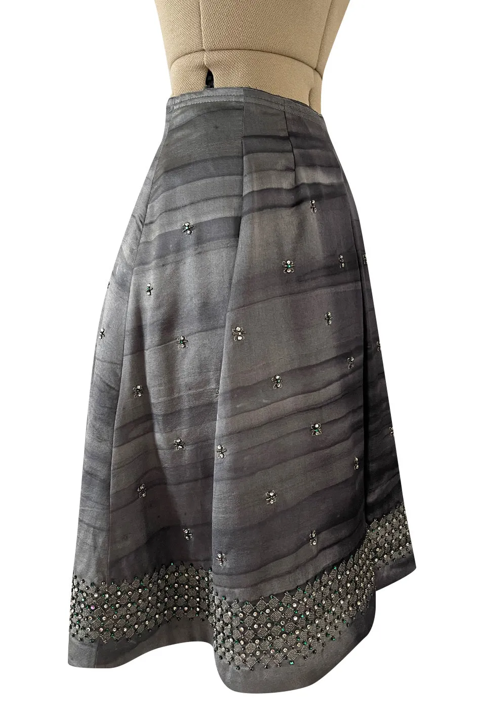 Highly Detailed Fall 2004 Prada Runway Look 14 Silver Thread & Crystals Silk Skirt