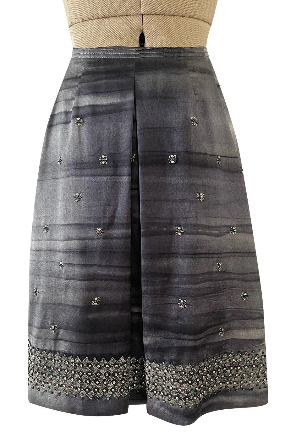 Highly Detailed Fall 2004 Prada Runway Look 14 Silver Thread & Crystals Silk Skirt