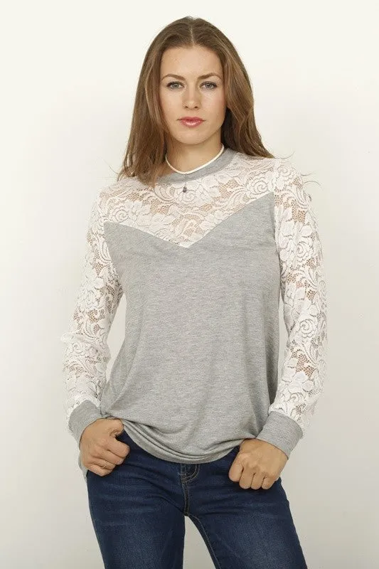 Lace sleeve heart top • more colors