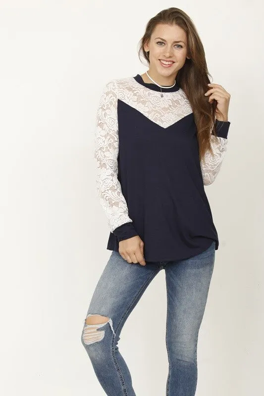 Lace sleeve heart top • more colors