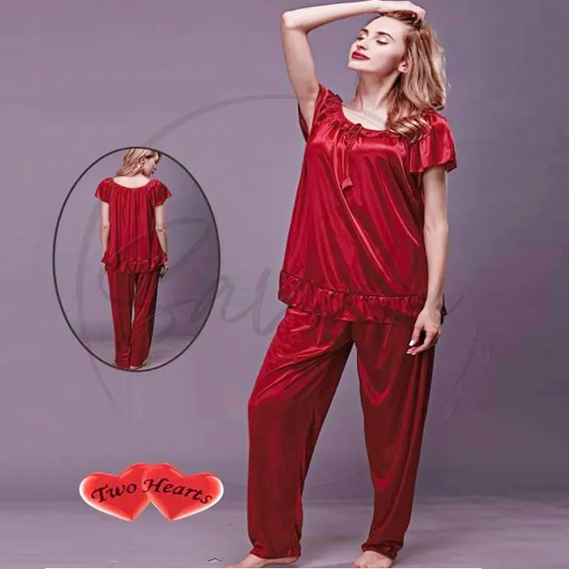 Ladies Stylish Comfy Satin Silk Sleepwear Pajama Set