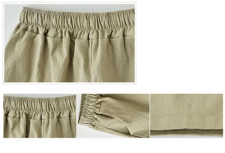 LINEN DRAWSTRING TROUSER SHORTS