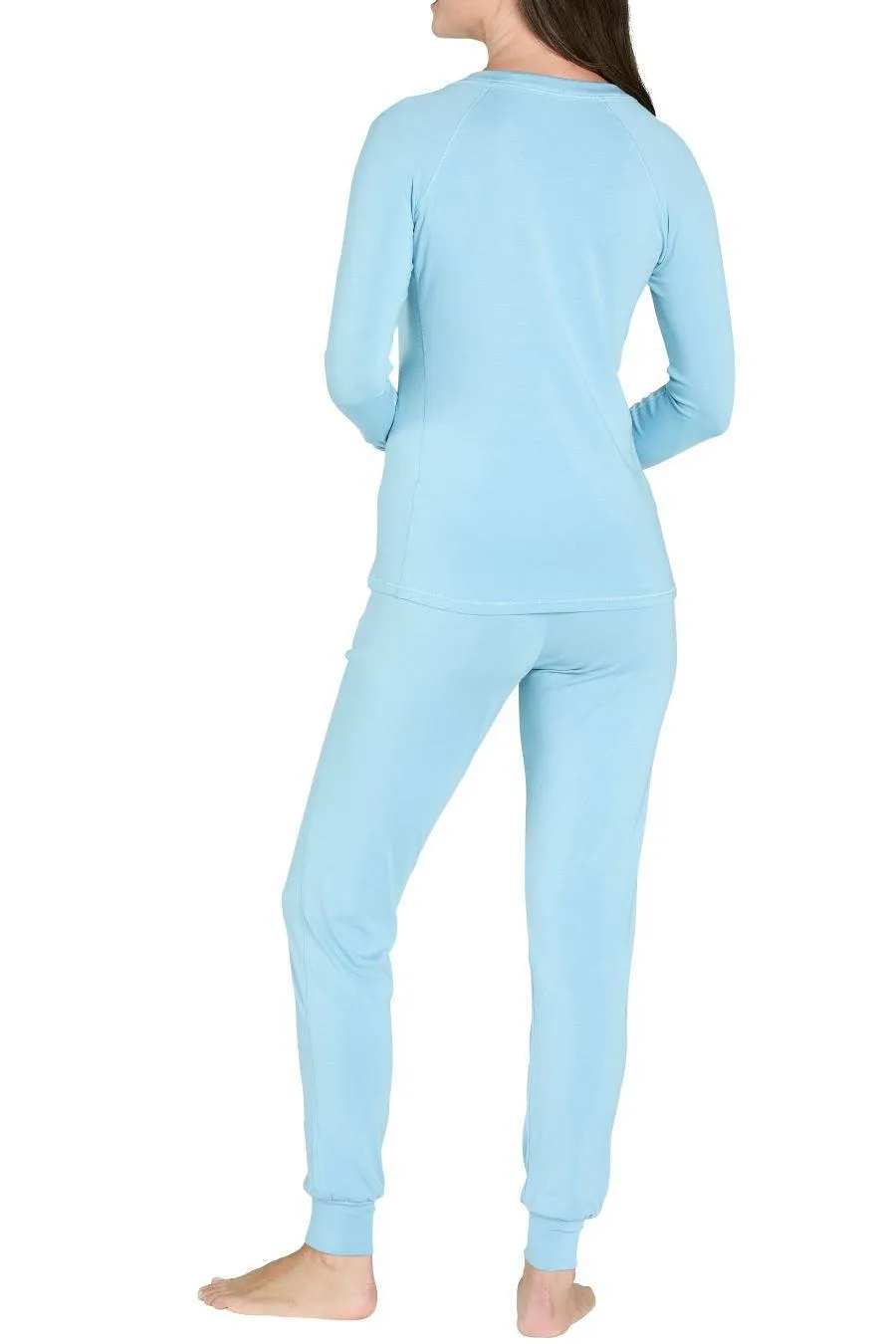 Long Sleeve Henley Loungewear Set - Vibrant Hues