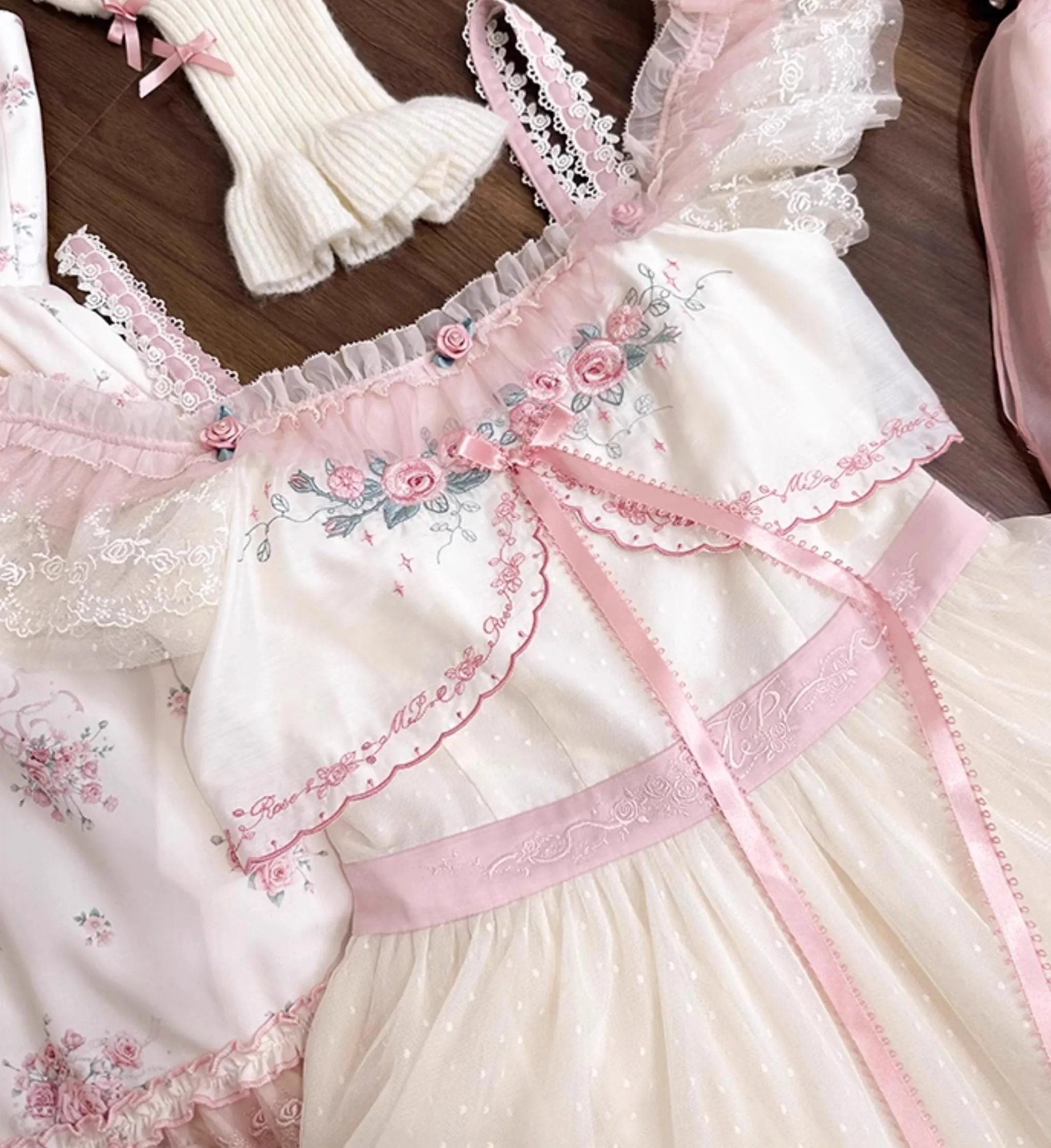 Mademoiselle Pearl~Rose Garden~Elegant Lolita Dress Bridal Floral Dress