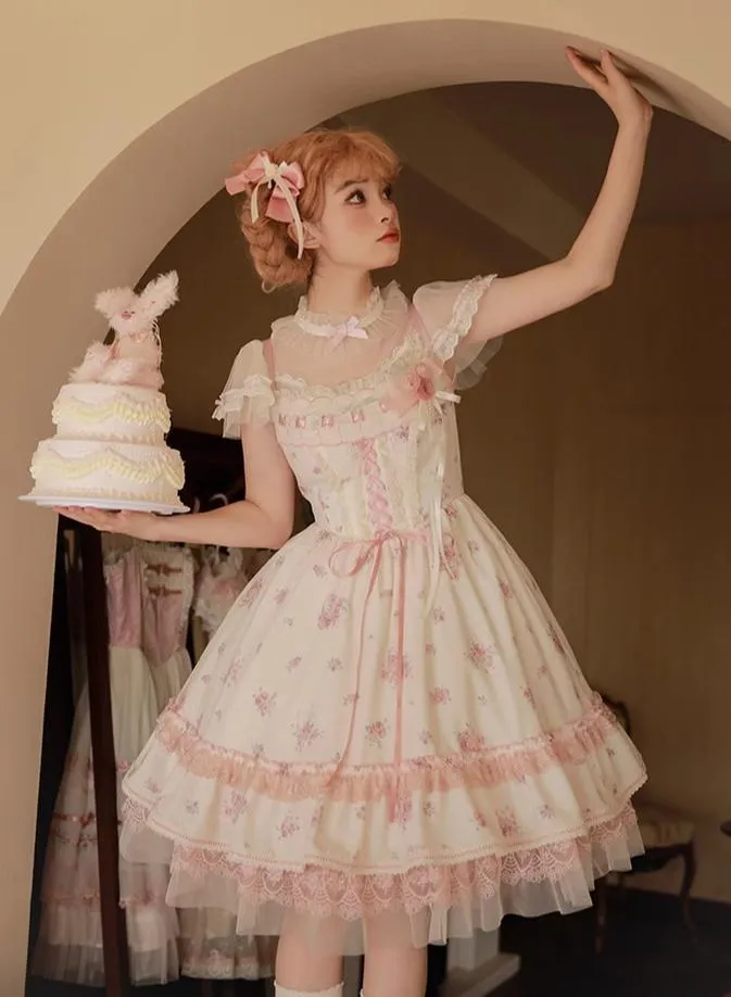 Mademoiselle Pearl~Rose Garden~Elegant Lolita Dress Bridal Floral Dress