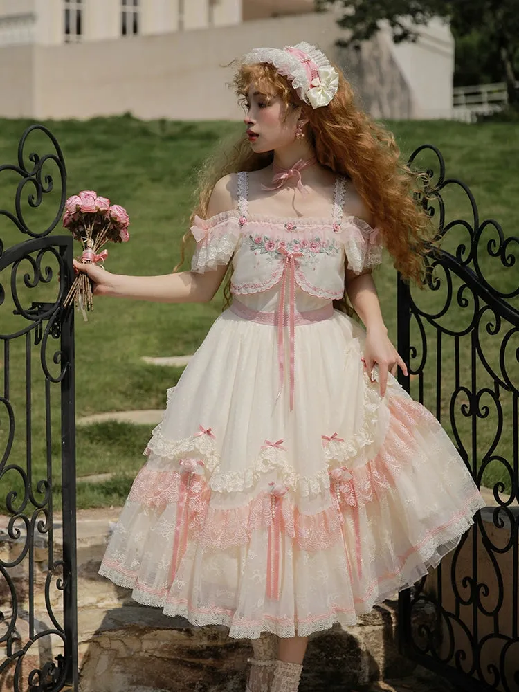 Mademoiselle Pearl~Rose Garden~Elegant Lolita Dress Bridal Floral Dress