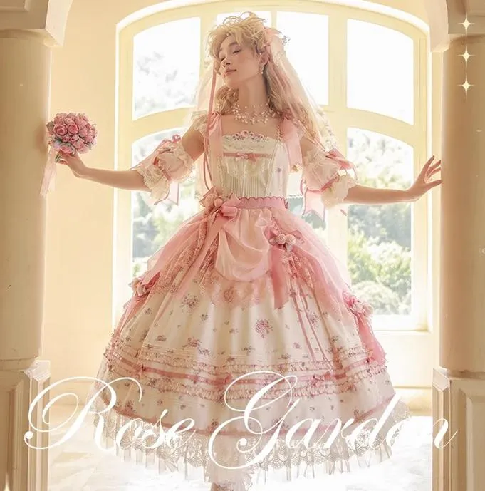 Mademoiselle Pearl~Rose Garden~Elegant Lolita Dress Bridal Floral Dress