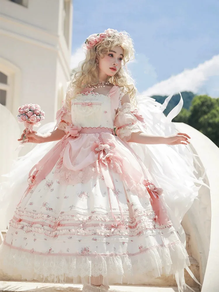 Mademoiselle Pearl~Rose Garden~Elegant Lolita Dress Bridal Floral Dress