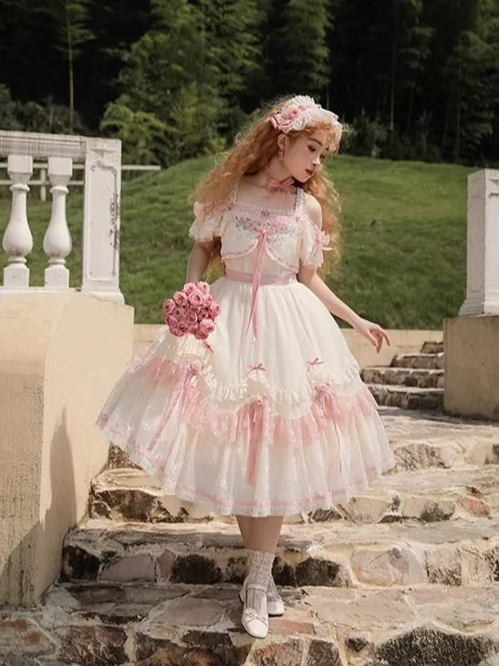 Mademoiselle Pearl~Rose Garden~Elegant Lolita Dress Bridal Floral Dress