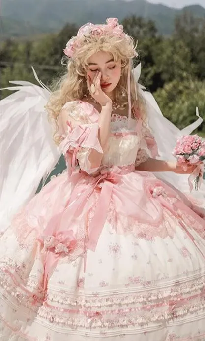 Mademoiselle Pearl~Rose Garden~Elegant Lolita Dress Bridal Floral Dress