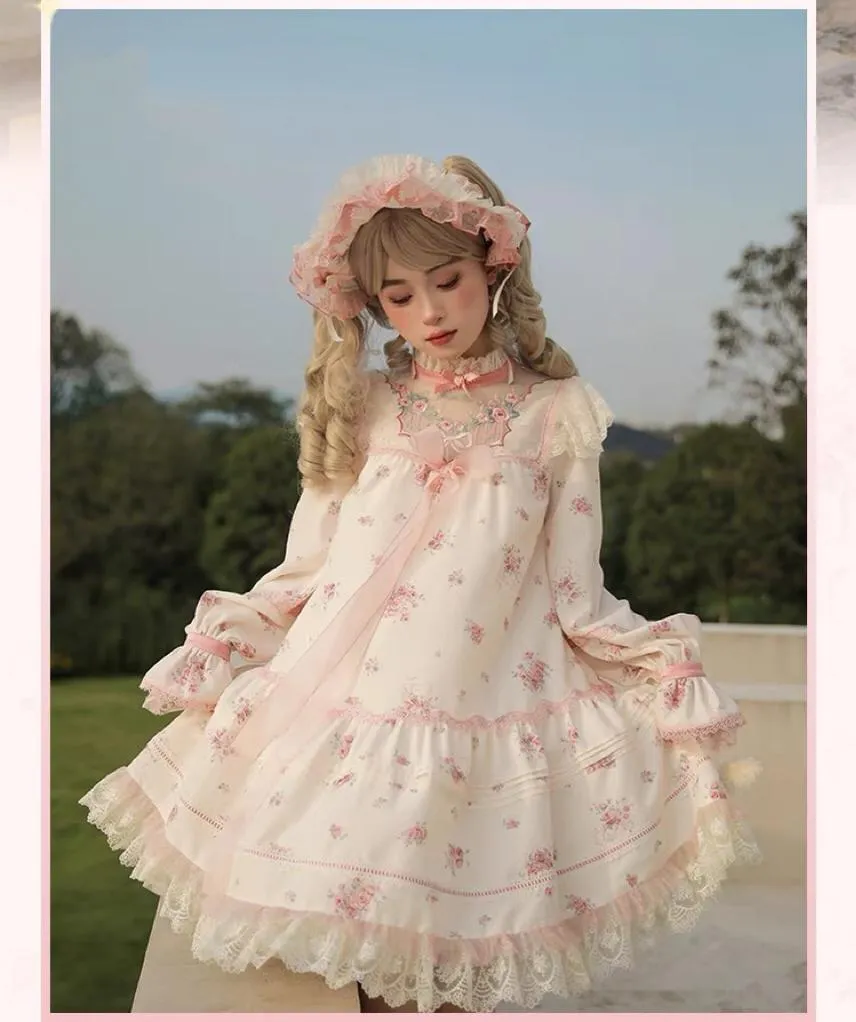 Mademoiselle Pearl~Rose Garden~Elegant Lolita Dress Bridal Floral Dress