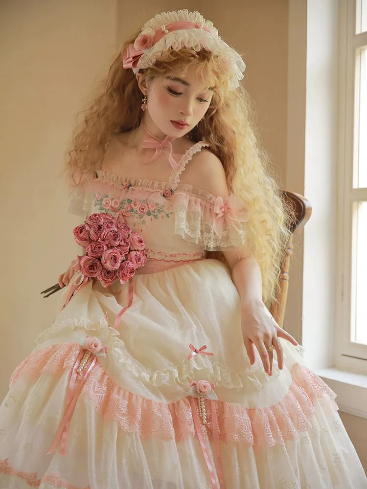 Mademoiselle Pearl~Rose Garden~Elegant Lolita Dress Bridal Floral Dress