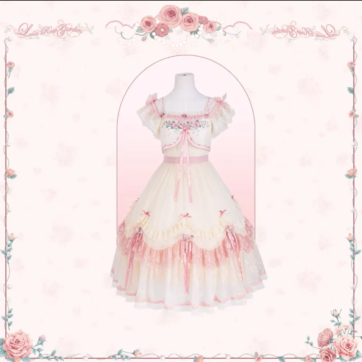 Mademoiselle Pearl~Rose Garden~Elegant Lolita Dress Bridal Floral Dress