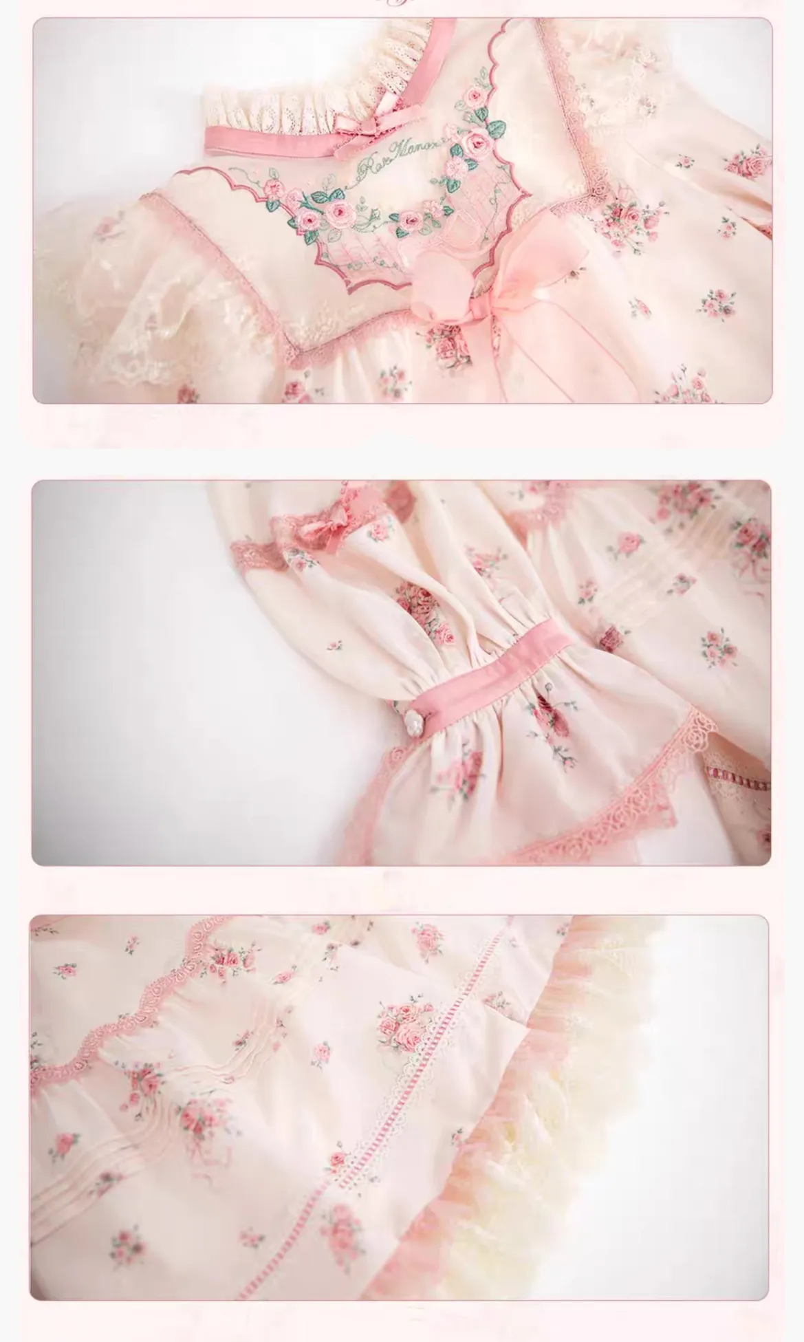 Mademoiselle Pearl~Rose Garden~Elegant Lolita Dress Bridal Floral Dress