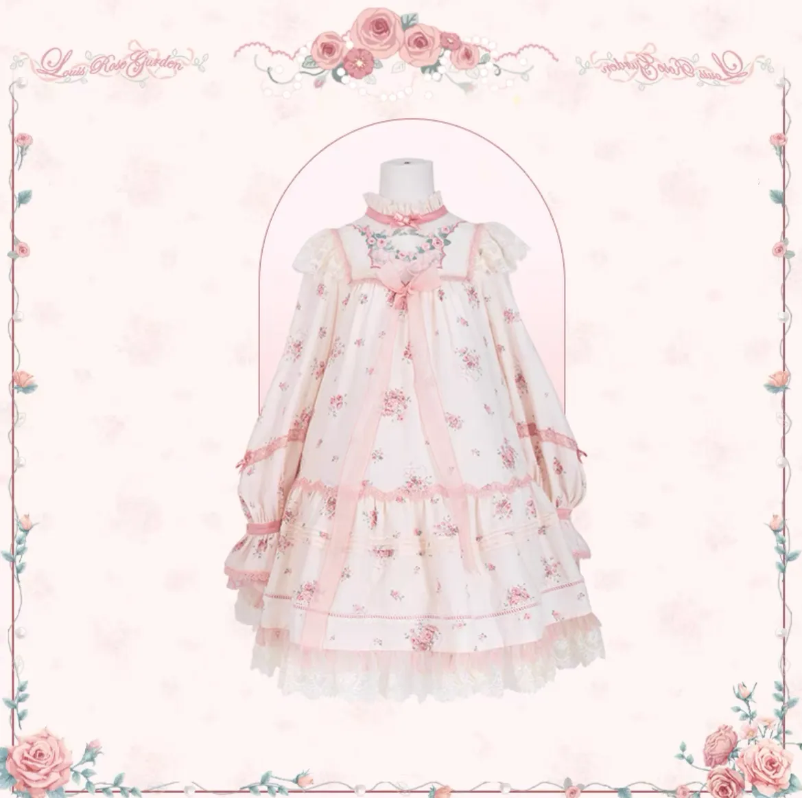 Mademoiselle Pearl~Rose Garden~Elegant Lolita Dress Bridal Floral Dress