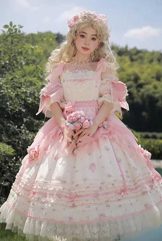 Mademoiselle Pearl~Rose Garden~Elegant Lolita Dress Bridal Floral Dress