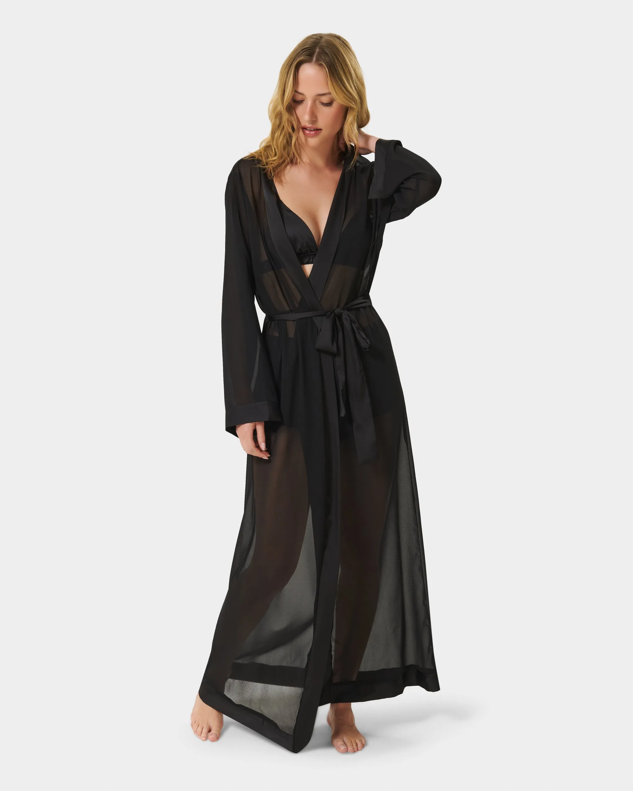 Marcella Long Kimono Black