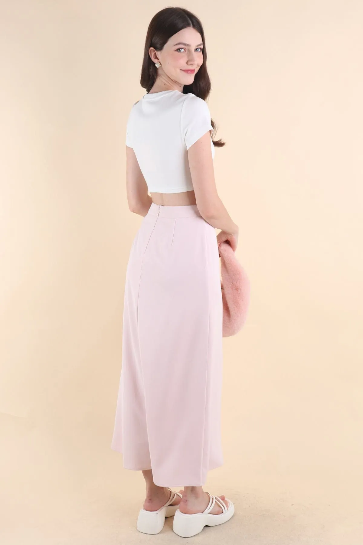 MINNIE SLIT MAXI SKIRT IN PINK