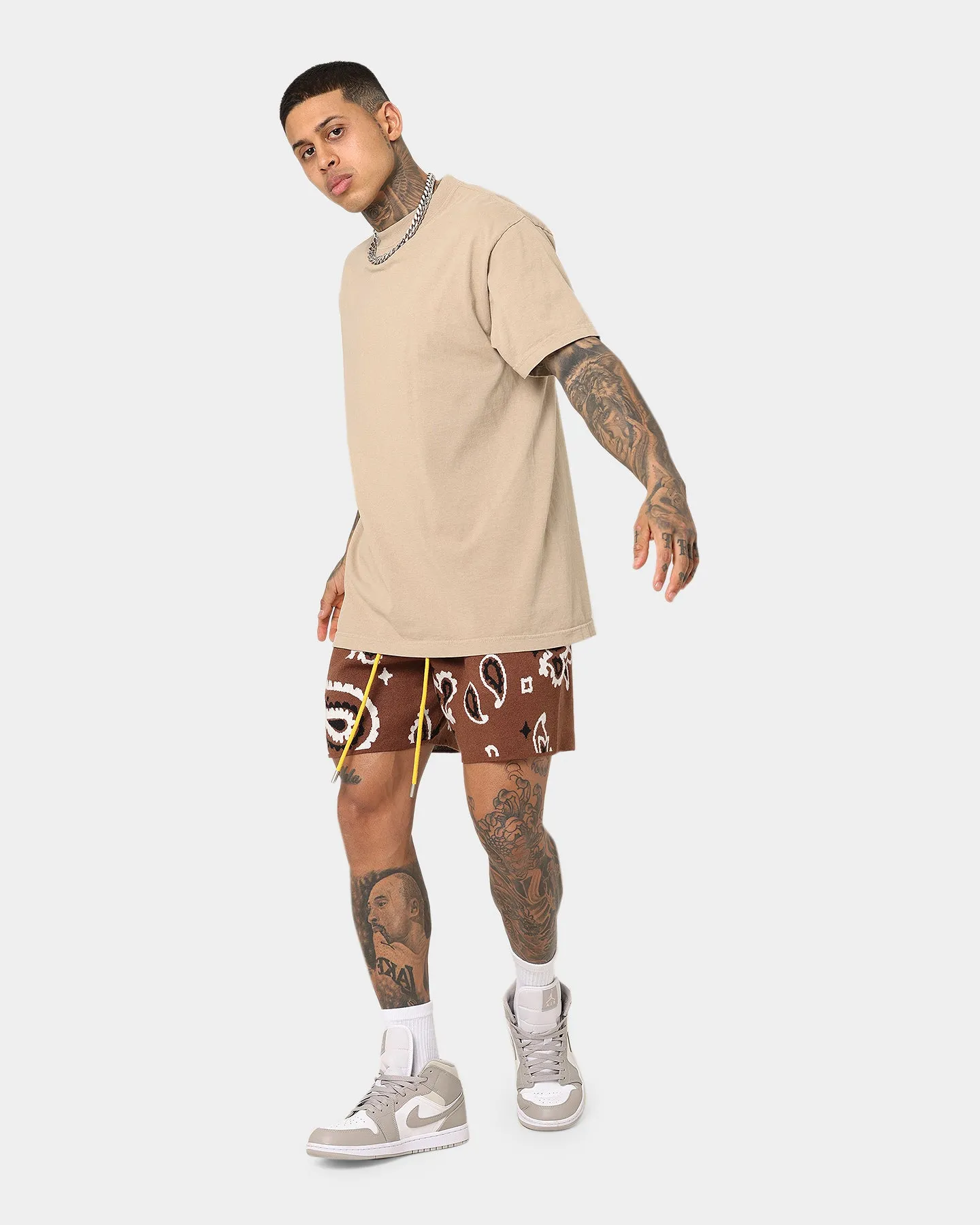 MNML Paisley Knit Shorts Brown