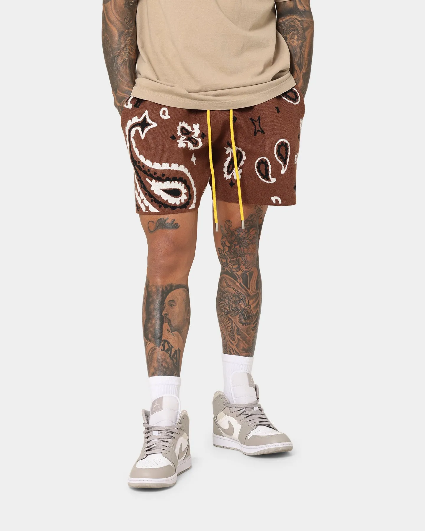 MNML Paisley Knit Shorts Brown