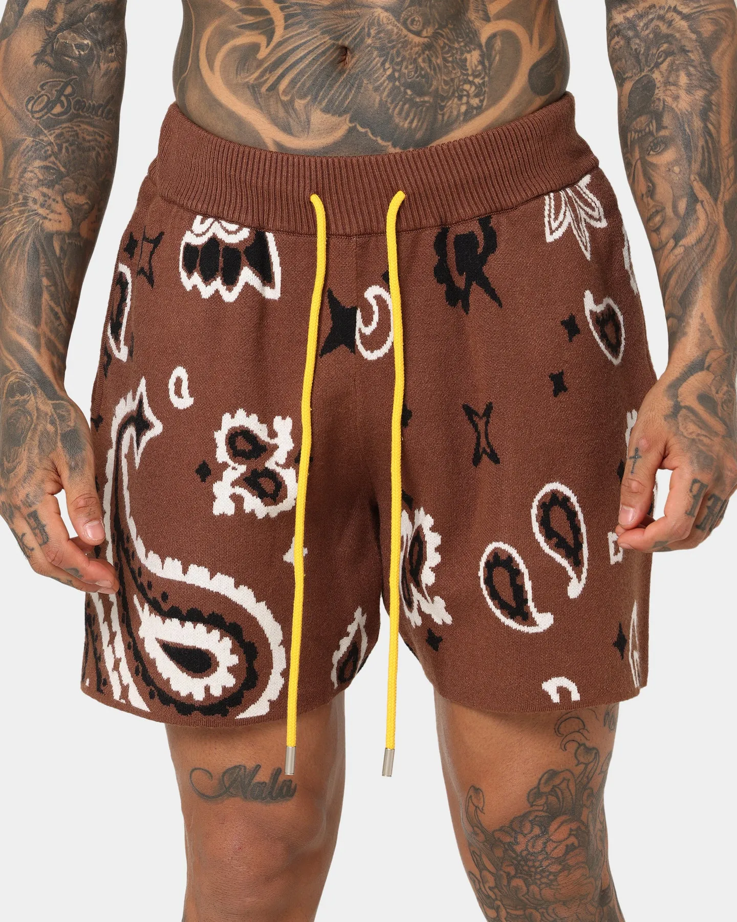 MNML Paisley Knit Shorts Brown