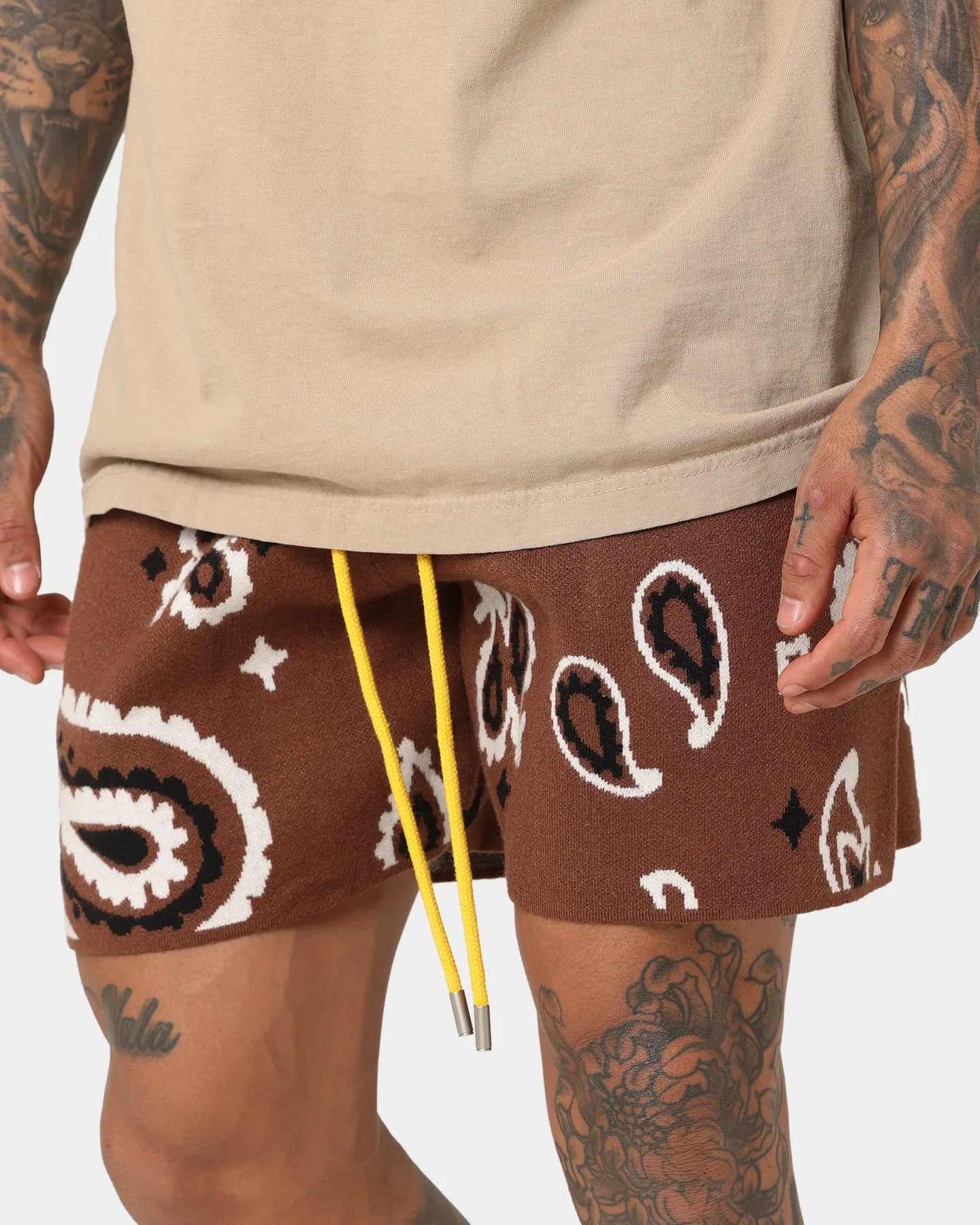 MNML Paisley Knit Shorts Brown