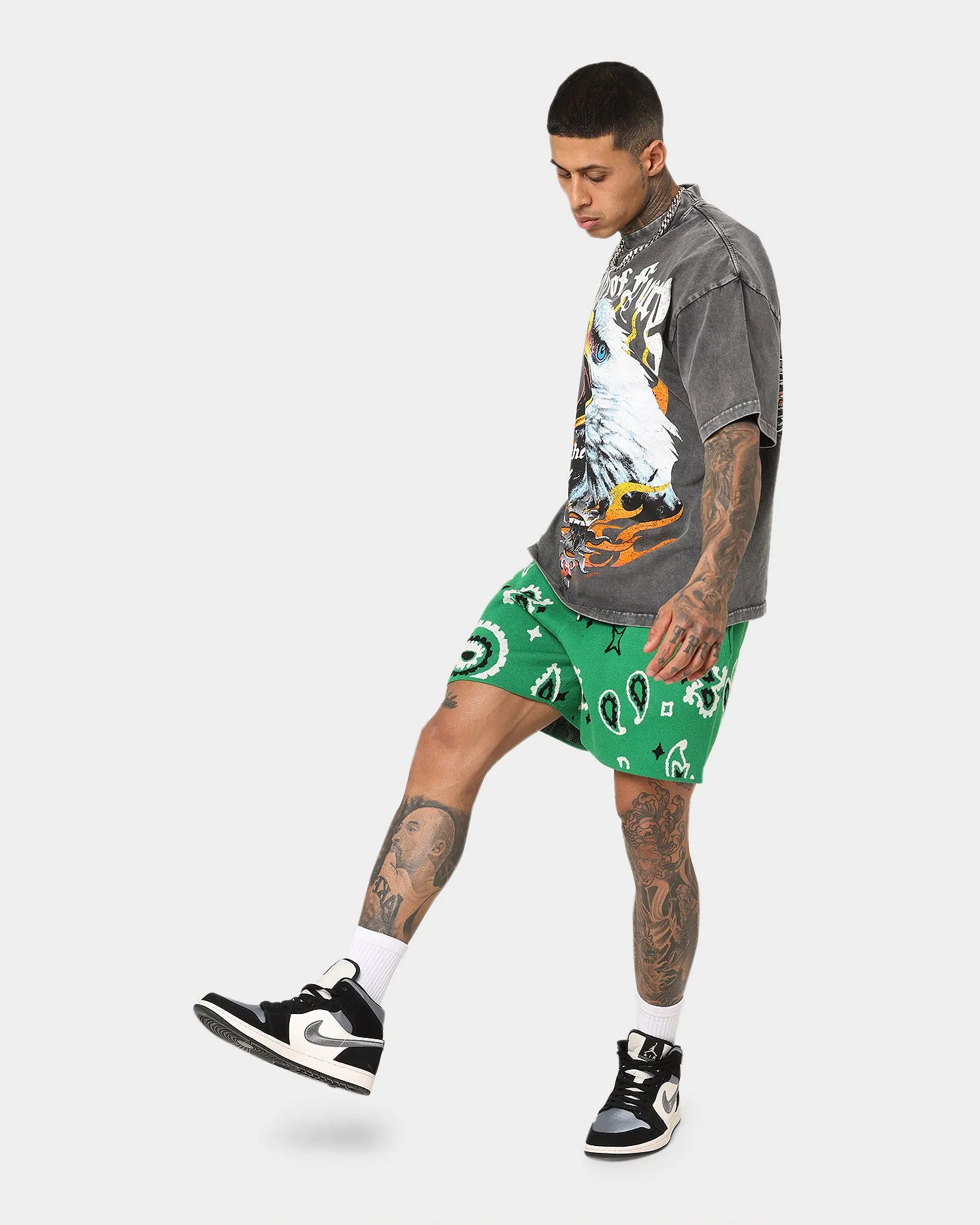 MNML Paisley Knit Shorts Green