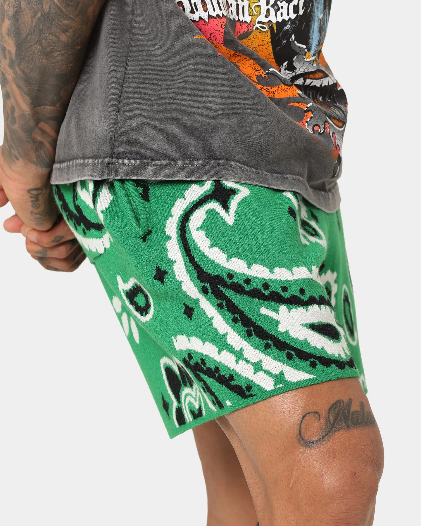 MNML Paisley Knit Shorts Green