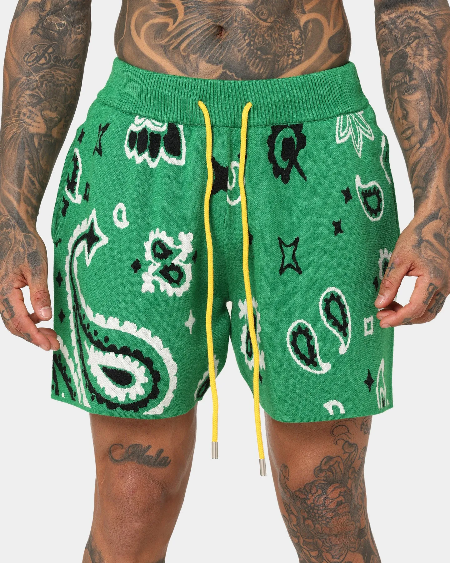 MNML Paisley Knit Shorts Green