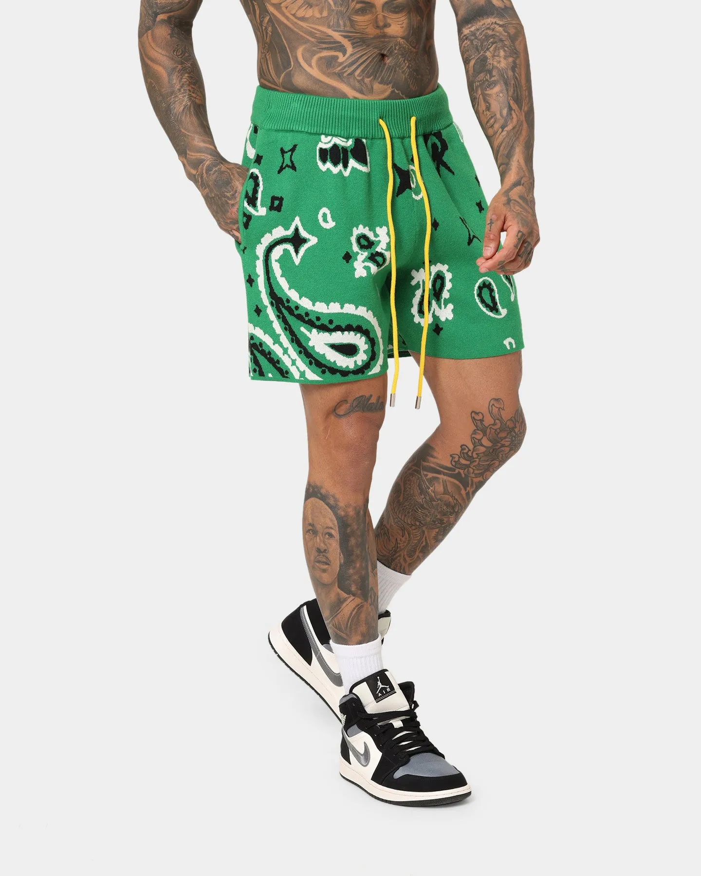 MNML Paisley Knit Shorts Green