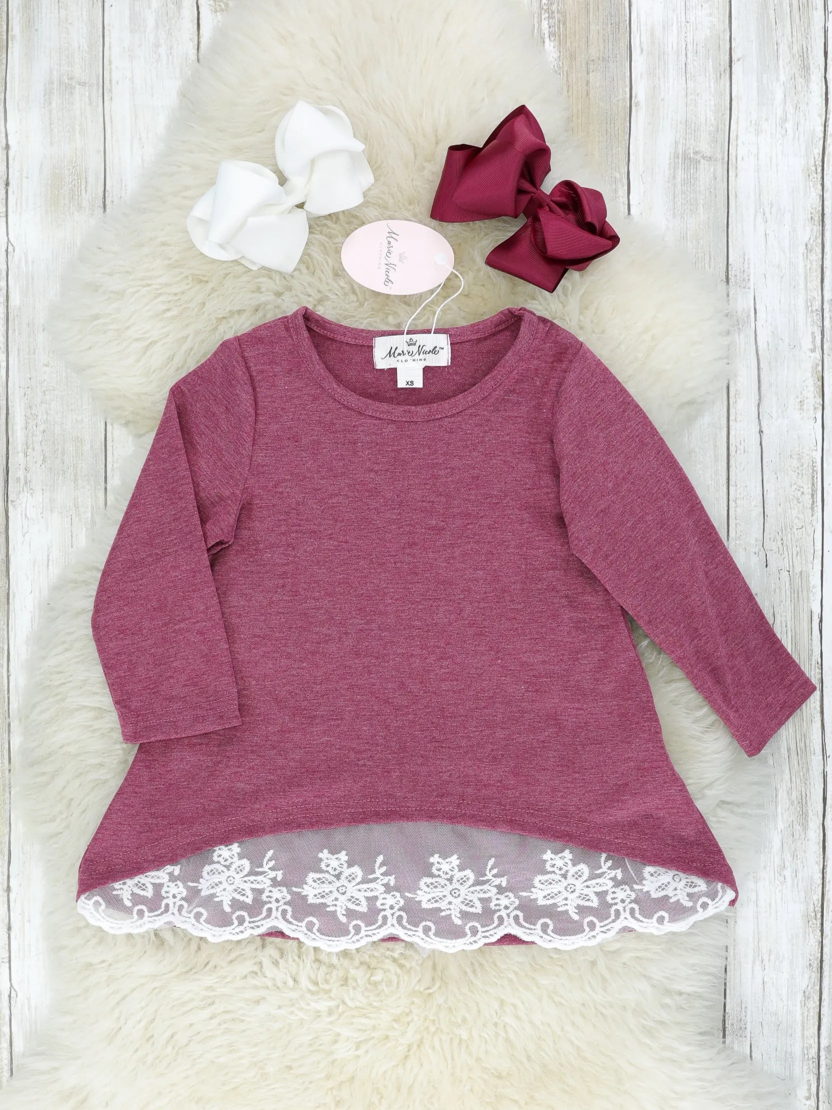 Mom & Me Burgundy Lace Swing Top