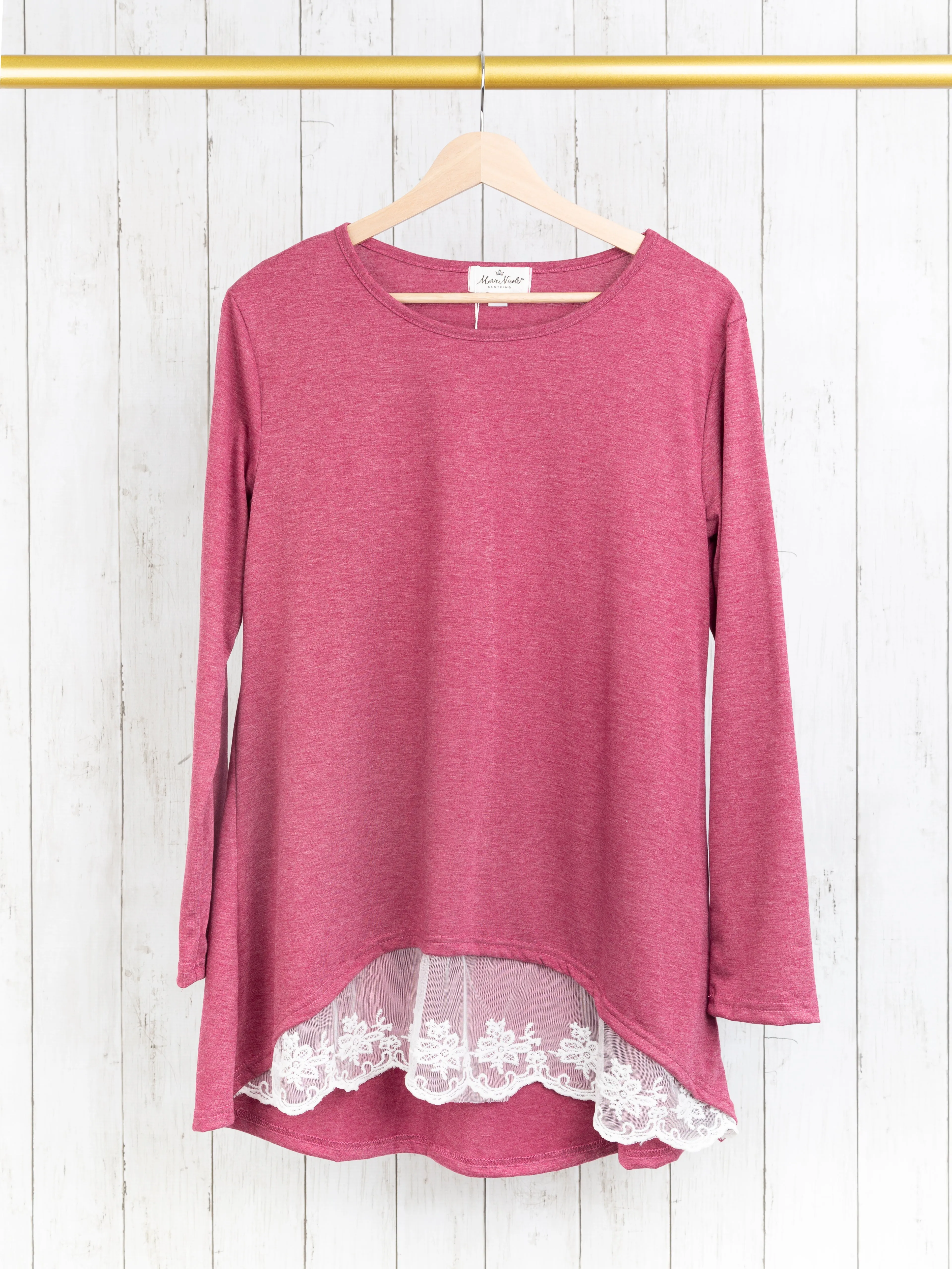 Mom & Me Burgundy Lace Swing Top