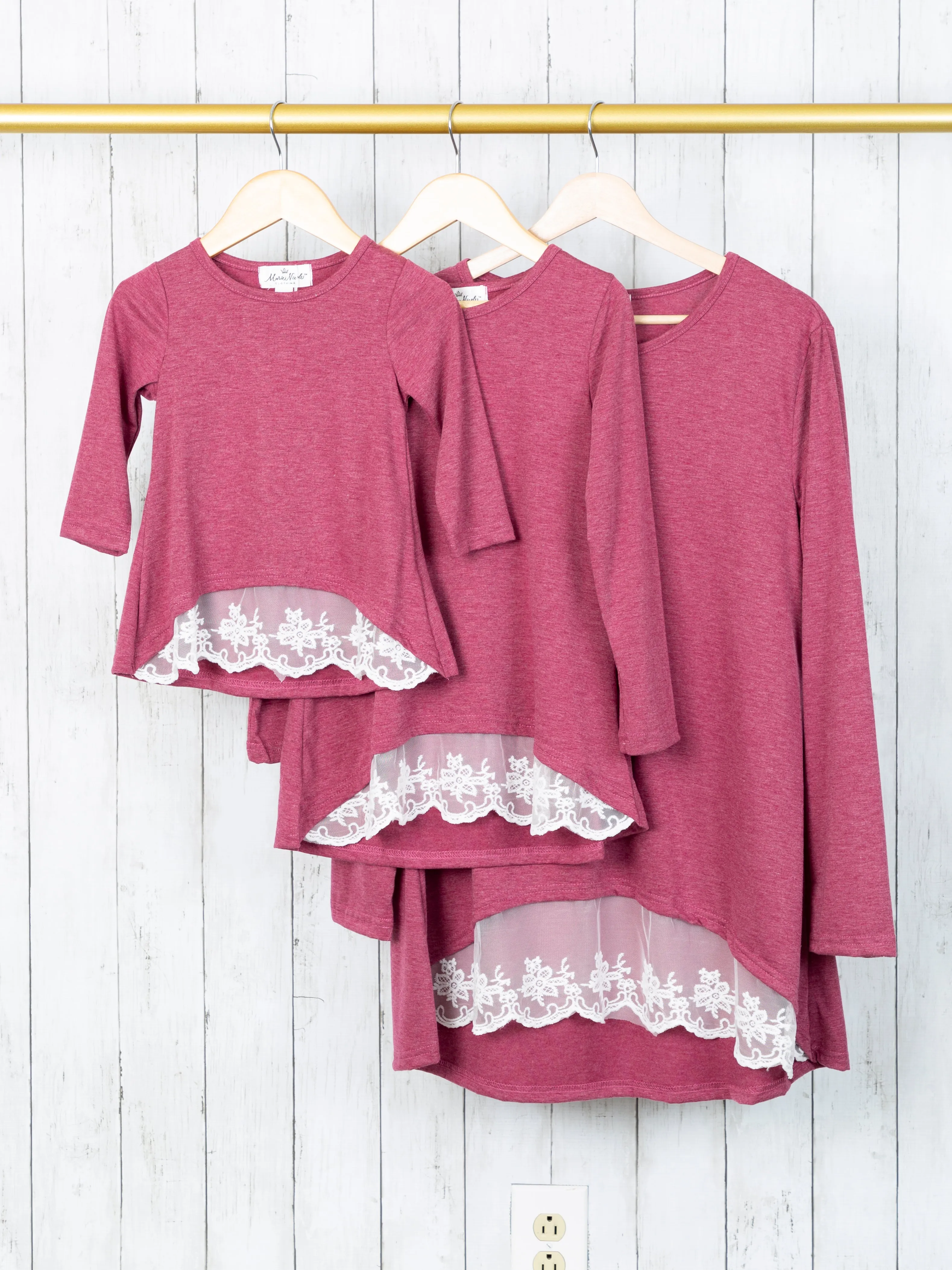 Mom & Me Burgundy Lace Swing Top