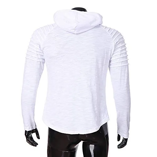 OrchidAmor Fashion Men's Autumn Winter Slub Cotton Pleats Slim Fit Raglan Long Sleeve Hoodie Top Blouse: Gateway