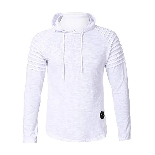 OrchidAmor Fashion Men's Autumn Winter Slub Cotton Pleats Slim Fit Raglan Long Sleeve Hoodie Top Blouse: Gateway