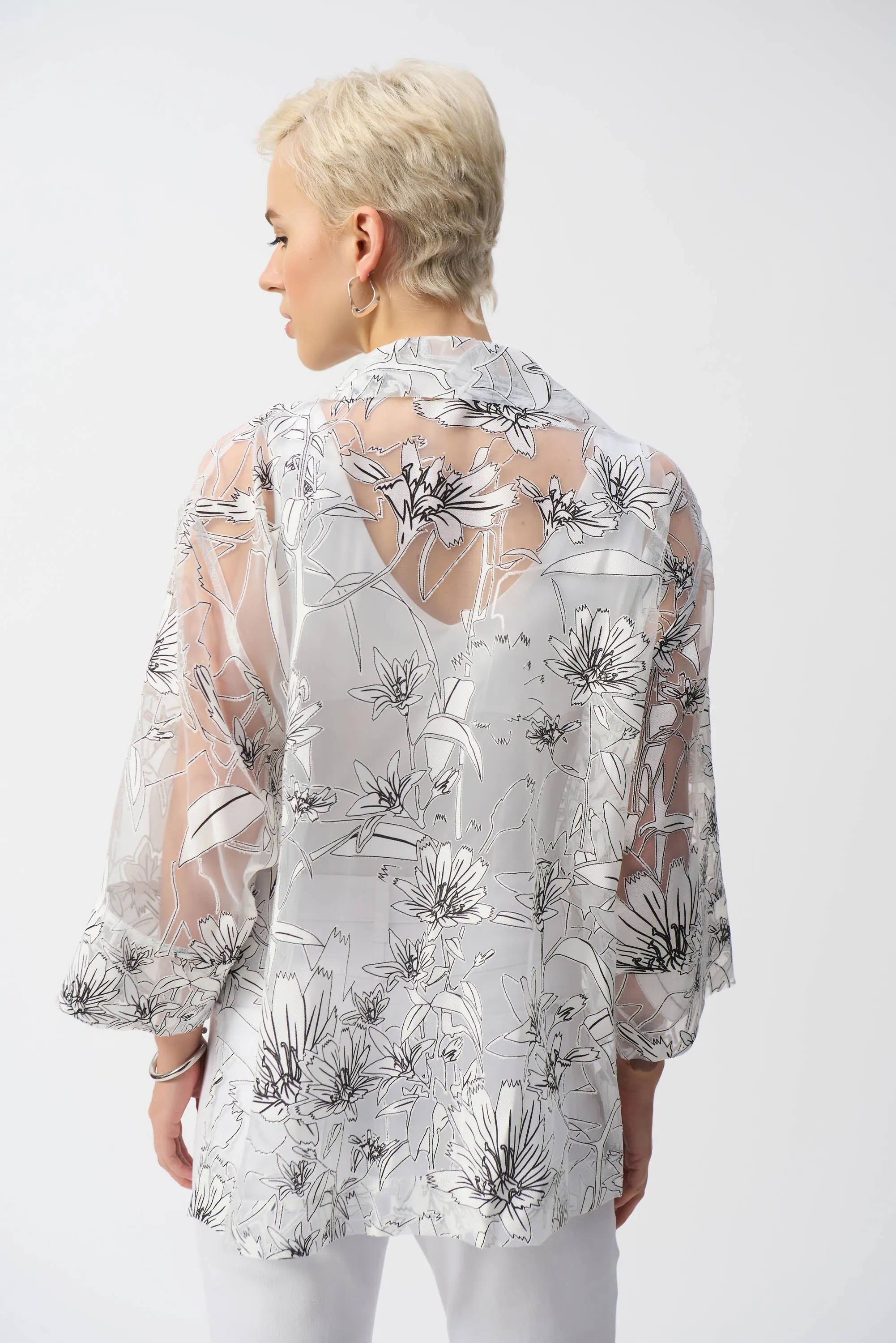 Organza Floral Print Boxy Cover-Up